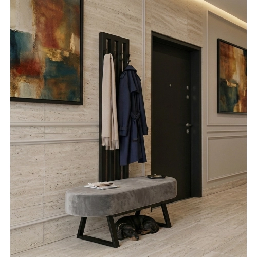 Ławka Do Przedpokoju Z Wieszakiem Metalowa Siedzisko Tapicerowane Stal LMW-6